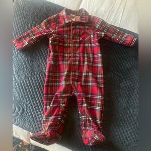 Little Me Red Plaid Footed One Piece